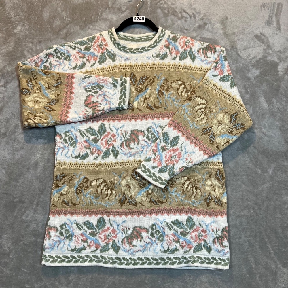 Vintage‎ Women's Ornate Cottage Core Floral Shabby Chic Feminine Sweater Medium - Picture 2 of 11